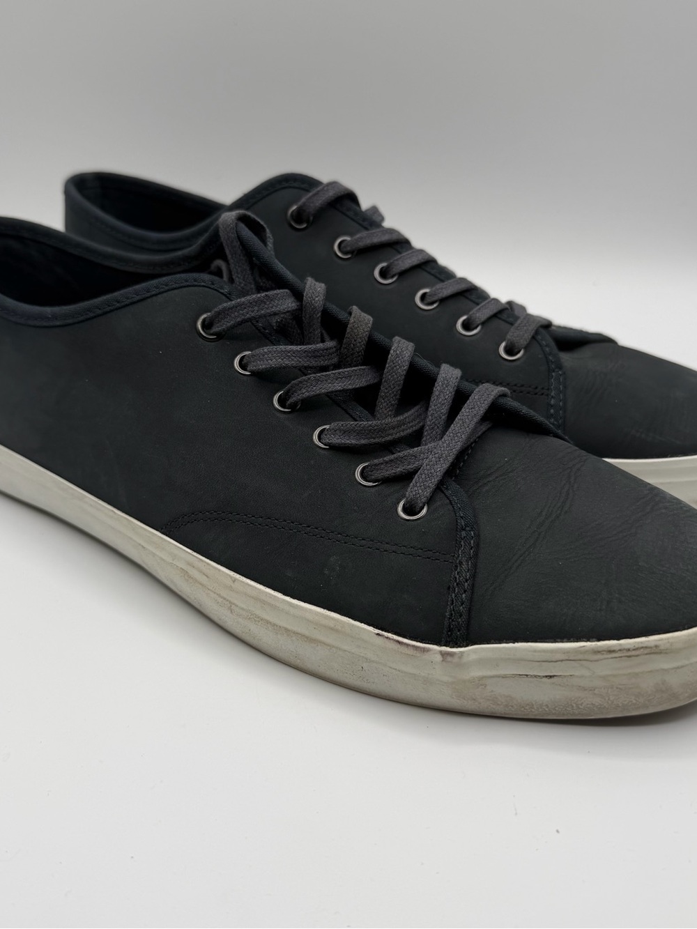 Banana Republic Mens 12 Navy Leather Low Top Sneakers Minimalist Casual Shoes